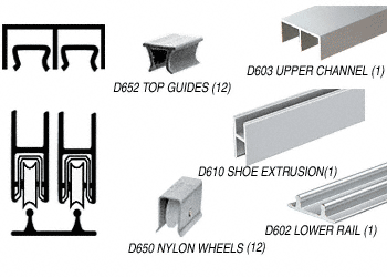 C.R. Laurence CRL Bright Anodized Economy Low Profile Showcase Sliding Track Assembly D603 Upper &amp; D602 Lower Track with Nylon Wheels - 12 ft Long  | D2203BA