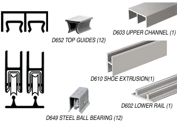 C.R. Laurence CRL Brushed Nickel Track Assembly D603 Upper and D602 Lower Track with Steel Ball-Bearing Wheels - 12 ft Long | D2203BNBB