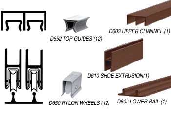 C.R. Laurence CRL Duranodic Bronze Economy Low Profile Showcase Sliding Track Assembly D603 Upper &amp; D602 Lower Track with Nylon Wheels - 12 ft Long  | D2203DU
