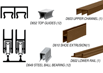 C.R. Laurence CRL Duranodic Bronze Economy Low Profile Showcase Sliding Track Assembly D603 Upper &amp; D602 Lower Track with Steel B.B. Wheels - 12 ft Long  | D2203DUBB