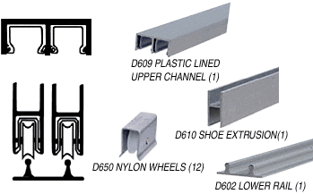 C.R. Laurence CRL Satin Anodized Economy Low Profile Showcase Sliding Track Assembly D609 Upper &amp; D602 Lower Track with Nylon Wheels - 12 ft Long | D2204A