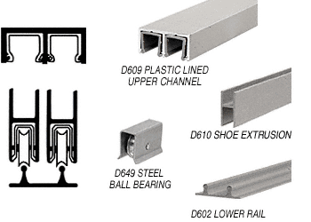 C.R. Laurence CRL Brushed Nickel Track Assembly D609 Upper and D602 Lower Track With Steel Ball-Bearing Wheels | D2204BNBB