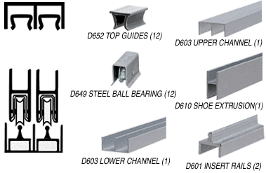 C.R. Laurence CRL Satin Anodized Deluxe Showcase Sliding Track Assembly  D603 Upper &amp; D601 Rail with Steel B.B. Wheels - 12 ft Long | D2301ABB