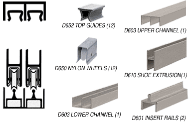 C.R. Laurence CRL Brushed Nickel Deluxe Packaged Track Assembly D603 Upper and D601 Rail With Nylon Wheels - 72 in long | D2301BN72