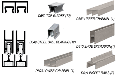 C.R. Laurence CRL Brushed Nickel Deluxe Track Assembly D603 Upper and D601 Rail with Steel B.B. Wheels - 12 ft Long | D2301BNBB