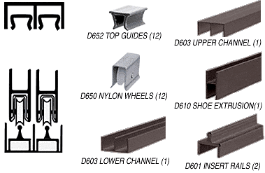 C.R. Laurence CRL Duranodic Bronze Deluxe Showcase Sliding Track Assembly D603 Upper &amp; D601 Rail with Nylon Wheels - 12 ft Long | D2301DU