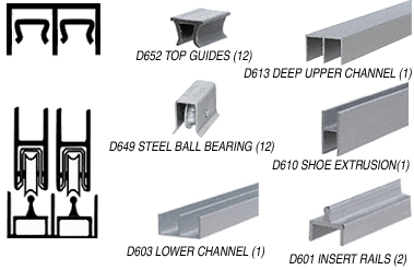 C.R. Laurence CRL Satin Anodized Deluxe Showcase Sliding Track Assembly D613 Upper &amp; D601 Rail with Steel B.B. Wheels - 12 ft Long | D2307ABB