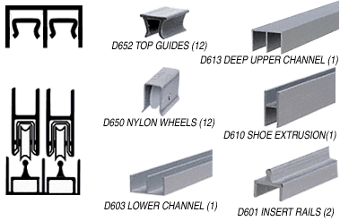C.R. Laurence CRL Satin Anodized Deluxe Showcase Sliding Track Assembly D613 Upper &amp; D601 Rail with Nylon Wheels - 12 ft Long | D2307A