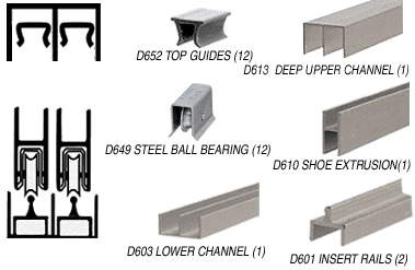 C.R. Laurence CRL Brushed Nickel Deluxe Track Assembly D613 Upper and D601 Rail With Steel Ball-Bearing Wheels | D2307BNBB