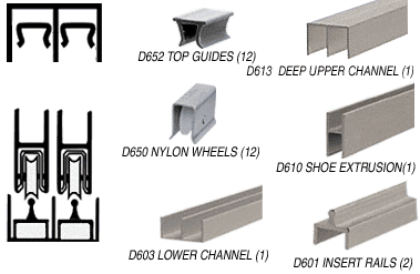 C.R. Laurence CRL Brushed Nickel Deluxe Track Assembly D613 Upper and D601 Rail with Nylon Wheels | D2307BN