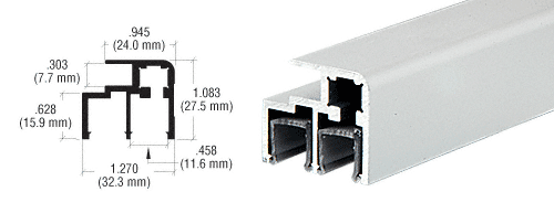 C.R. Laurence CRL Satin Anodized Aluminum Top Rail  Extrusion for Sliding Door - 12 ft long | D3000A