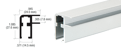 C.R. Laurence CRL Satin Anodized Aluminum Showcase Top Rail Extrusion - 12 ft Long | D3001A
