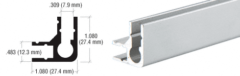 C.R. Laurence CRL Satin Anodized Showcase Upright Extrusion - 12 ft Long | D3015A