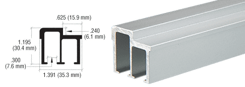 C.R. Laurence CRL Satin Anodized Aluminum Upper Track Extrusion - 12 ft Long | D3101A