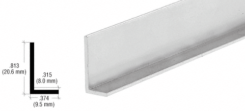 C.R. Laurence CRL Satin Anodized Aluminum 3/8&quot; L-Bar Extrusion - 12 ft Long | D317A