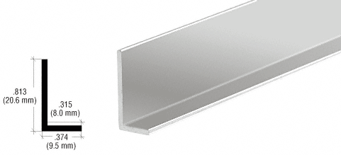 C.R. Laurence CRL Brite Anodized Aluminum 3/8&quot; L-Bar Extrusion - 12 ft Long | D317BA