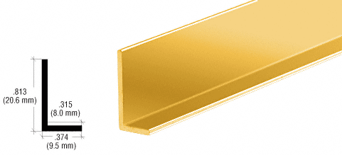 C.R. Laurence CRL Brite Gold Anodized Aluminum 3/8&quot; L-Bar Extrusion - 12 ft Long | D317BGA