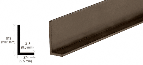 C.R. Laurence CRL Dark Bronze Aluminum 3/8&quot; L-Bar Extrusion - 12 ft Long | D317DU