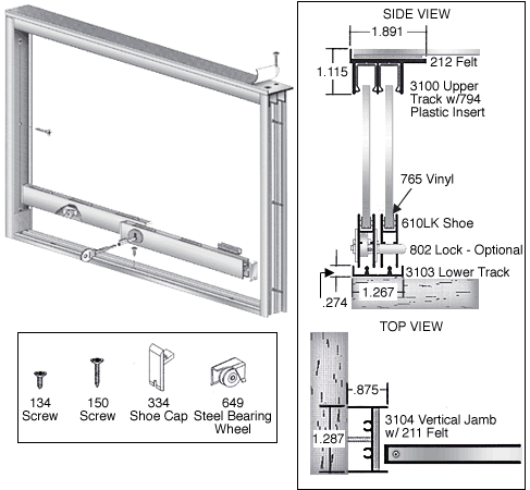 C.R. Laurence CRL Bright Anodized Wood End Showcase Track Assembly with Flat Rear Track | D3276BA