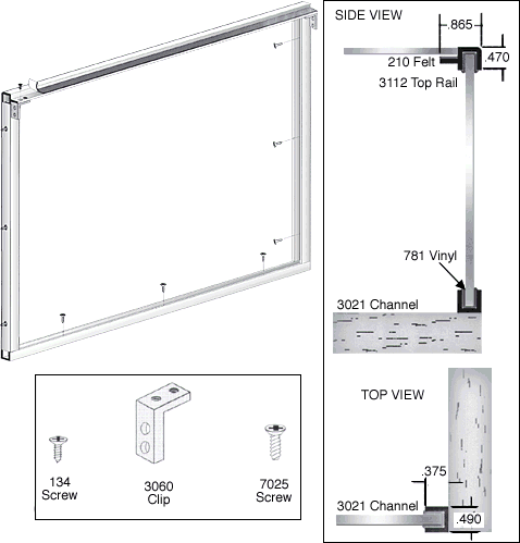 C.R. Laurence CRL Satin Anodized Wood End Showcase Low Profile Front Assembly | D3280A
