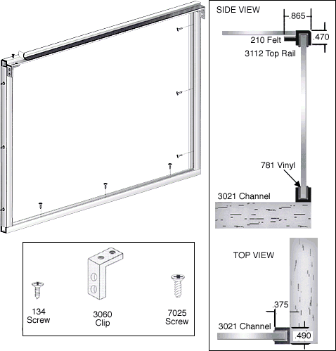 C.R. Laurence CRL Bright Anodized Wood End Showcase Low Profile Front Assembly | D3280BA