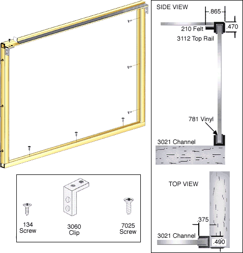 C.R. Laurence CRL Gold Anodized Wood End Showcase Low Profile Front Assembly | D3280GA
