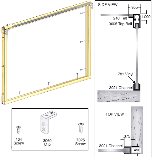 C.R. Laurence CRL Bright Gold Anodized Wood End Showcase Radius Profile Front Assembly | D3282BGA