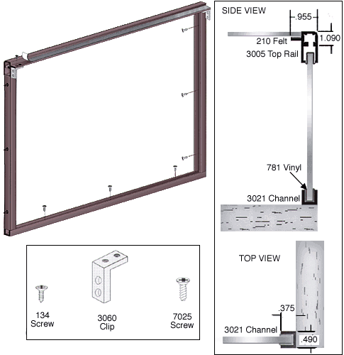 C.R. Laurence CRL Duranodic Bronze Wood End Showcase Radius Profile Front Assembly | D3282DU