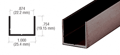 C.R. Laurence CRL Duranodic Bronze Finish 7/8&quot; Single &quot;U&quot; Channel - 12 ft long | D336DU