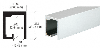 C.R. Laurence CRL Satin Anodized Single Overhead Track Extrusion - 12 ft Long | D3A