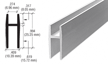 C.R. Laurence CRL Satin Anodized Aluminum D5610  &quot;H&quot; Bar - 12 ft long | D5610A