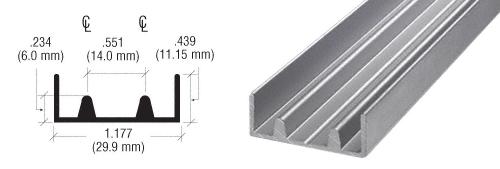 C.R. Laurence CRL Satin Anodized Aluminum Lower Double Channel - 12 ft long | D594A