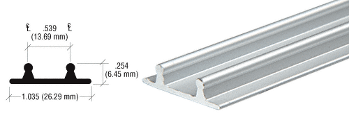 C.R. Laurence CRL Brite Anodized Aluminum Lower Channel for Deep Recess Installations - 12 ft long | D602BA