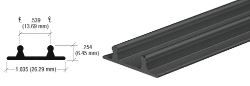 C.R. Laurence CRL Flat Black Aluminum Lower Channel for Deep Recess Installations - 12 ft long | D602BL