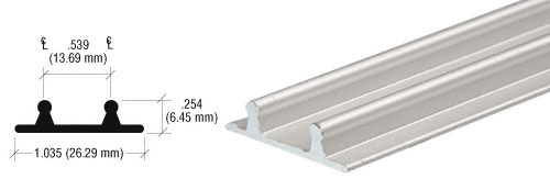 C.R. Laurence CRL Brushed Nickel Aluminum Lower Channel for Deep Recess Installations - 12 ft long | D602BN
