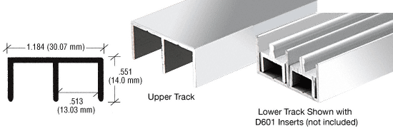 C.R. Laurence CRL Brite Anodized &quot;Standard&quot; Aluminum Upper or Lower Channel - 12 ft long | D603BA