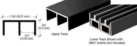 C.R. Laurence CRL Flat Black &quot;Standard&quot; Aluminum Upper or Lower Channel - 12 ft long | D603BL