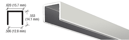 C.R. Laurence CRL Bright Anodized 1/2&quot; &quot;U&quot; Channel - 12 ft Long | D604BA