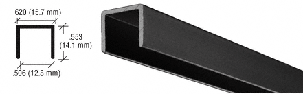 C.R. Laurence CRL Flat Black 1/2&quot; &quot;U&quot; Channel - 12 ft long | D604BL
