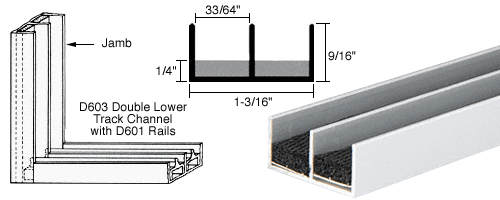 C.R. Laurence CRL Satin Anodized Sponge Rubber Lined Double Jambs - 12 ft long | D607A