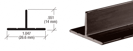 C.R. Laurence CRL Duranodic Bronze &quot;T&quot; Bar Aluminum Channel - 12 ft Long | D608DU
