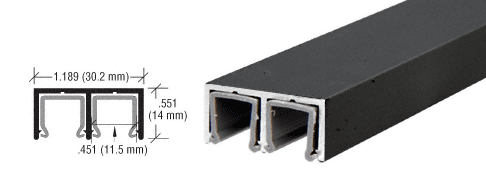 C.R. Laurence CRL Flat Black Aluminum Plastic Lined Double Upper Channel - 12 ft long | D609BL