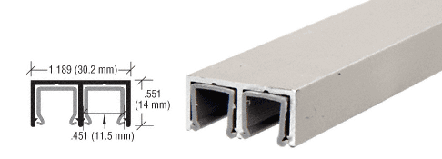 C.R. Laurence CRL Brushed Nickel Aluminum Plastic Lined Double Upper Channel - 12 ft long | D609BN