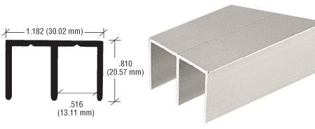 C.R. Laurence CRL Brushed Nickel Extra Depth Aluminum Upper Channel - 12 ft long | D613BN