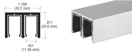 C.R. Laurence CRL Satin Anodized Plastic Lined Upper Channel - Height 13/16&quot; - 12 ft long | D614A