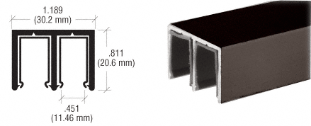 C.R. Laurence CRL Duranodic Bronze Plastic Lined Upper Channel - Height 13/16&quot; - 12 ft long | D614DU