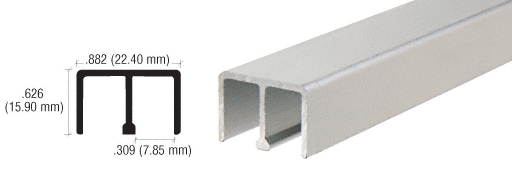 C.R. Laurence CRL Satin Anodized Aluminum Medium Depth Upper Channel - 12 ft long | D618A