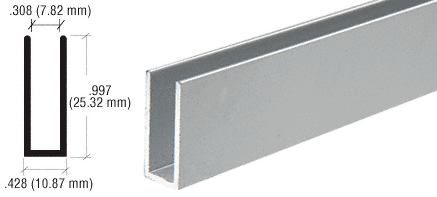 C.R. Laurence CRL Satin Anodized 1/4&quot; Single Channel With 1&quot; High Wall - 12 ft long | D623A