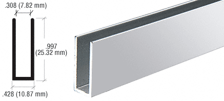 C.R. Laurence CRL Brite Anodized 1/4&quot; Single Channel With 1&quot; High Wall - 12 ft Long | D623BA