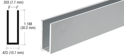 C.R. Laurence CRL Satin Anodized Aluminum Channel Extrusion with 1-3/16&quot; High Wall - 12 ft Long | D626A